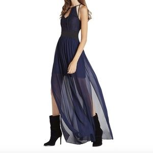 BCBGeneration Blue Sheer Draped Dress